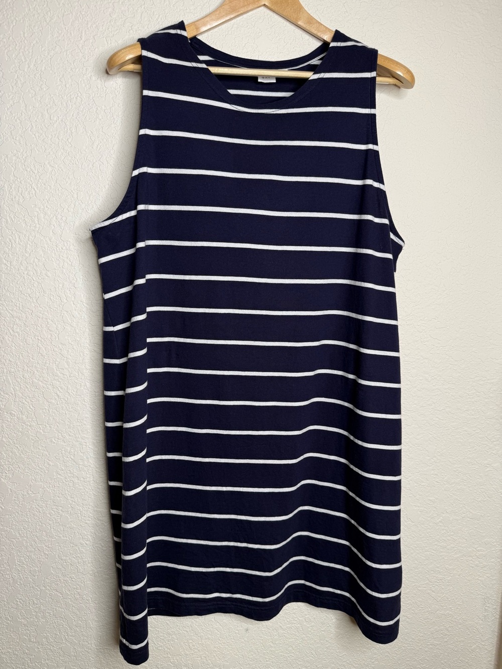 100% Cotton Gap Navy White Striped Shift Dress Sleeveless Size XL Nautical